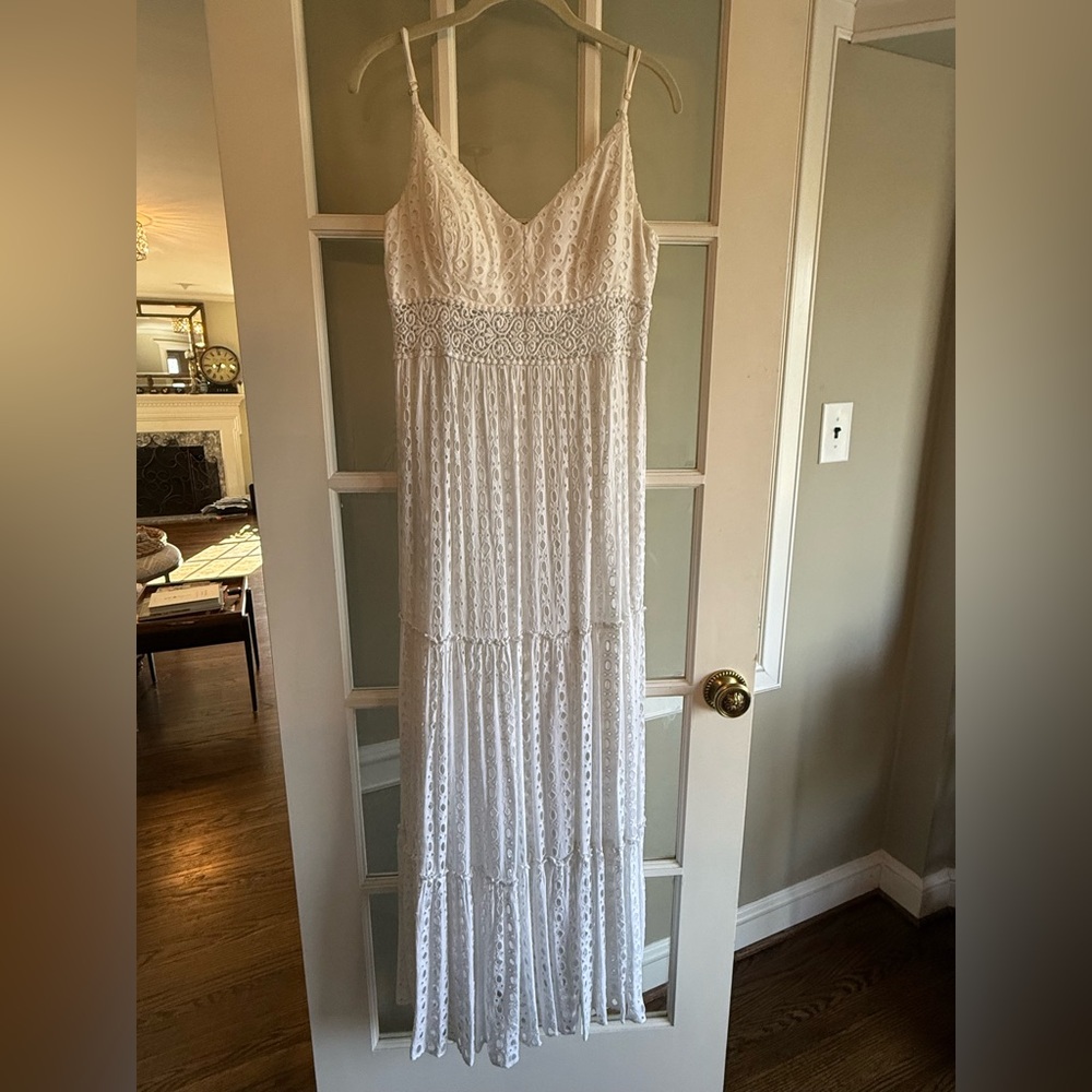 Lilly Pulitzer White Eyelet Coastal Cowgirl Maxi Dress Size 10 Old Money Beach